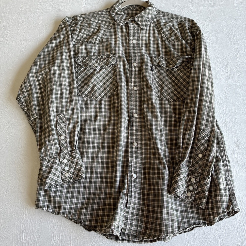 2 Shirt Mixed Lot Lg Shirt Pearl Snap Lakin Mckey Wrangler Cowboy Western Ranch - Picture 9 of 16